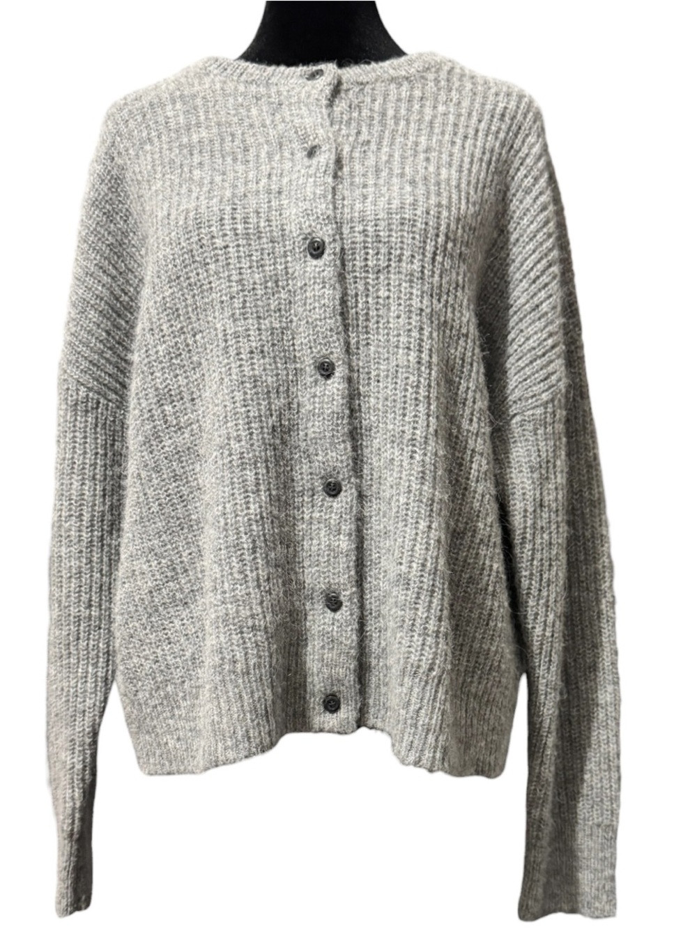 Jenni Kayne Hayes Crewneck Alpaca Wool Button Up Cardigan Sweater Large Gray - Picture 3 of 9